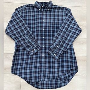 Ralph Lauren Yarmouth Blue Plaid Button Down Long Sleeve Shirt Size 16 32/33